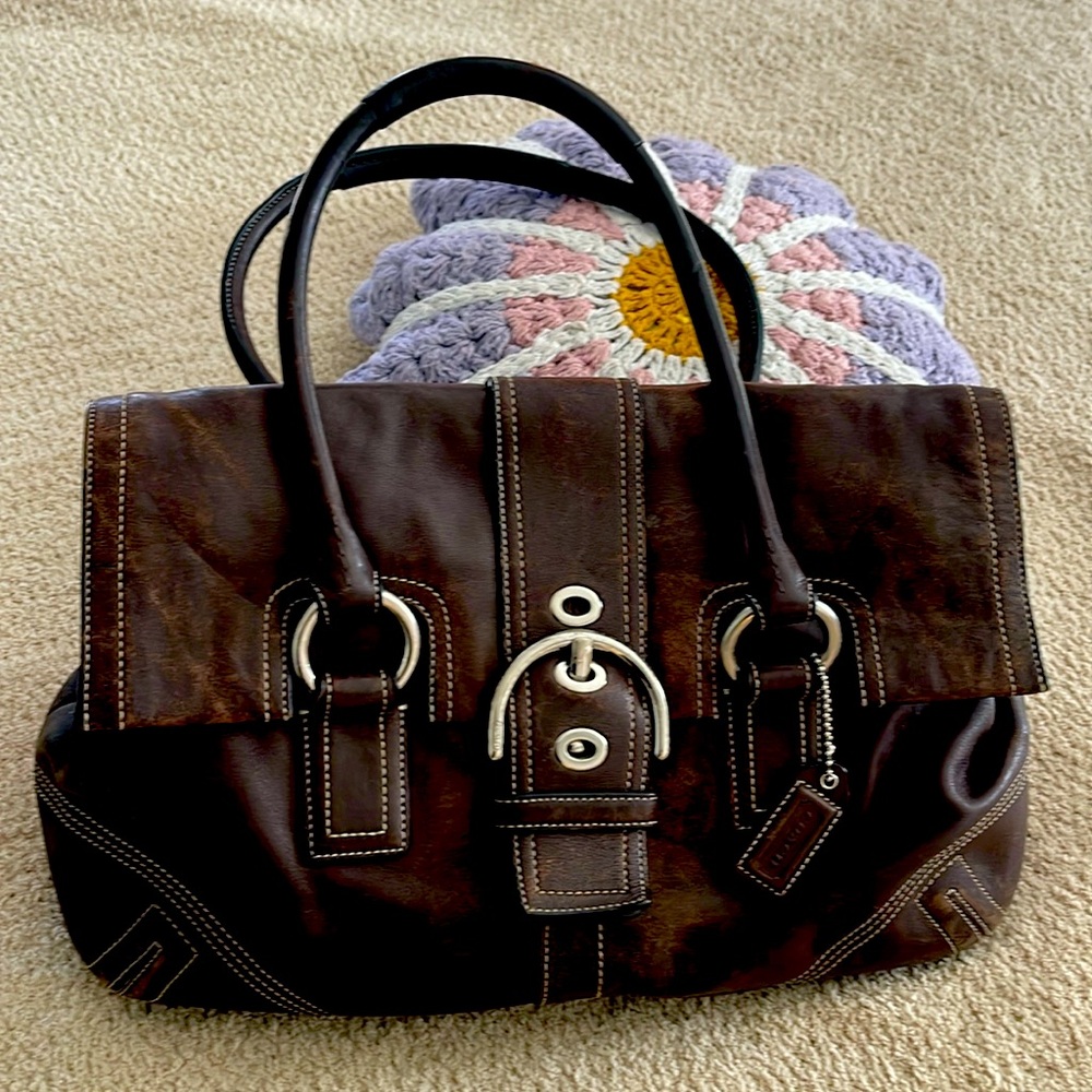 Coach Leather Soho Bag Flap Buck Shoulder Satchel